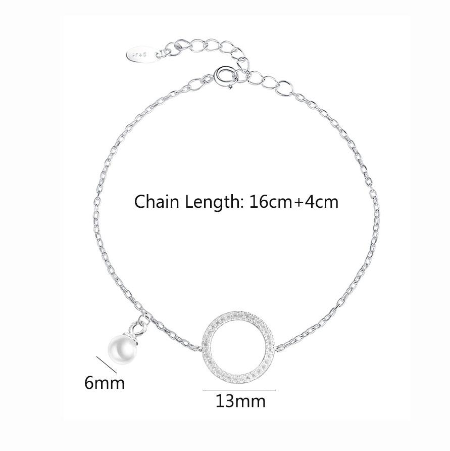 925 Sterling Silver Geometric Circle Bracelet For Women Micro Pave Zircon Pearl Chain Bracelet Jewelry Gifts S -B123