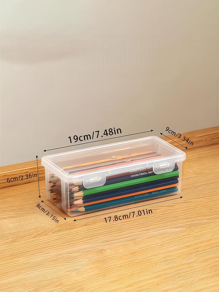 Large Transparent PP Plastic Storage Box, Suitable for Pens, Pencils, Markers - Office and School Handicraft and Supplies Storag