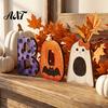 Playful Halloween Desktop Decorations Wooden BOO Ornaments, Lettering Decorations, Rustic Bat Pumpkin Ghost Small Ornaments for Windowsills
