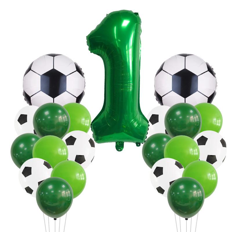 Green Yin Football Series Latex Balloon Digital Aluminum Film Set Baby Birthday Party Decoration Scene Arrangement