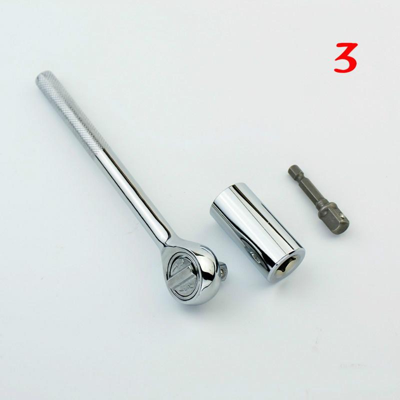 Multi Universal Ratchet Socket 7-19mm Power Drill Adapter Torque Wrench Head Set Sleeve Spanner Key G