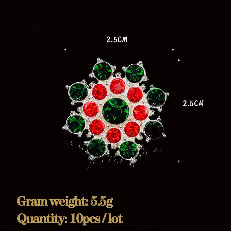 LKERAN 2019 Ice Festival 10Pcs Two-color Christmas Snowflake Rhinestone Buttons Embellishment button DIY Decoration Accessories