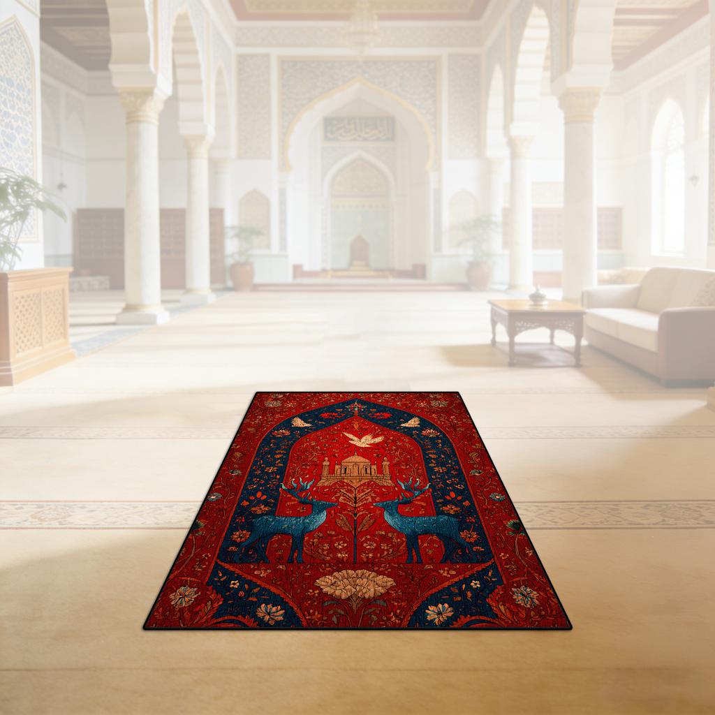 Islamic Ramadan Portable Fluffy Musalla Prayer Mat Easy Clean Lightweight Salah Mat Resilient Short Velvet Mosque Worship Mat