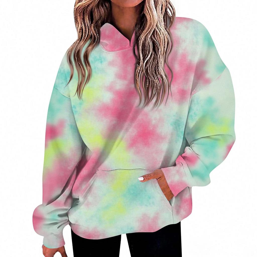 Женская мода Повседневный топ с V-образным вырезом и длинными рукавами с принтом