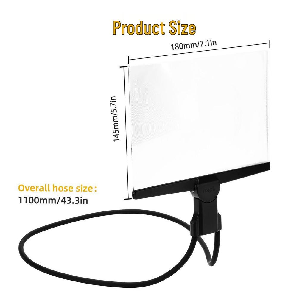 Легкая увеличительная линза без рук для пожилых людей - Четкое, неискаженное изображение для чтения книг и газет, Дизайн с подвешиванием на шею.