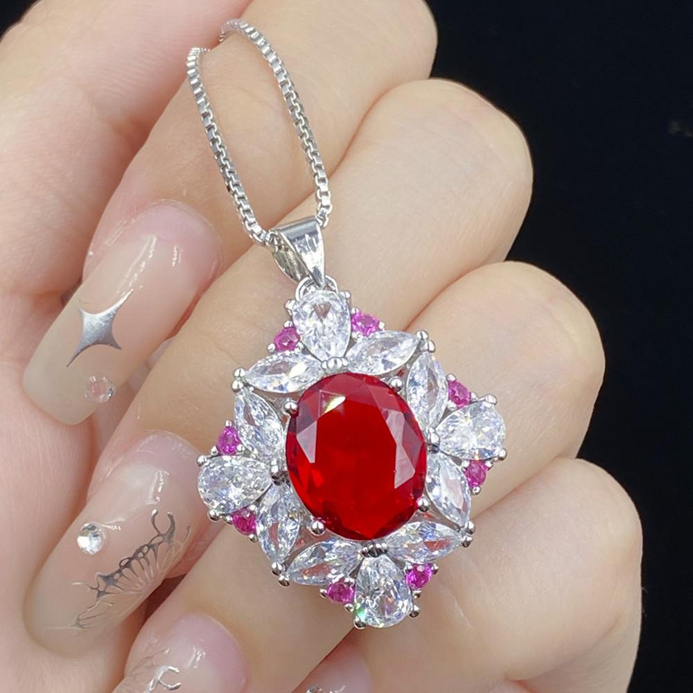 Роскошные красные кристаллы рубиновые драгоценные камни бриллианты ювелирные наборы для женщин белое золото серебро свадебные аксессуары для вечеринки