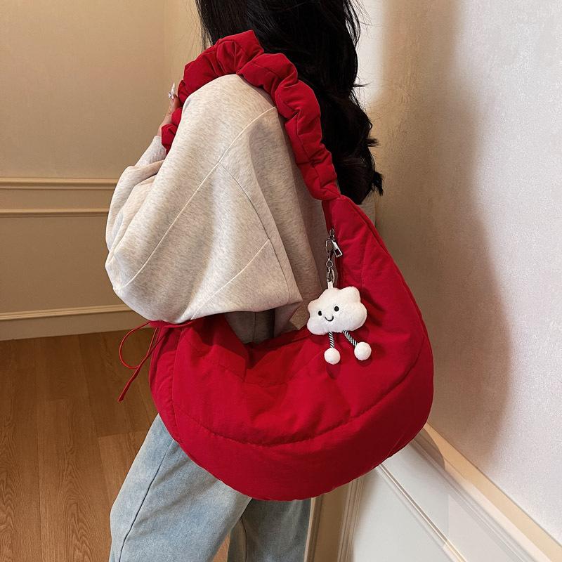 Нейлоновая ткань пуховая хлопковая сумка для одежды женская осенне-зимняя повседневная плиссированная на плечо большая вместимость для поездок на работу сумка-мессенджер тоут