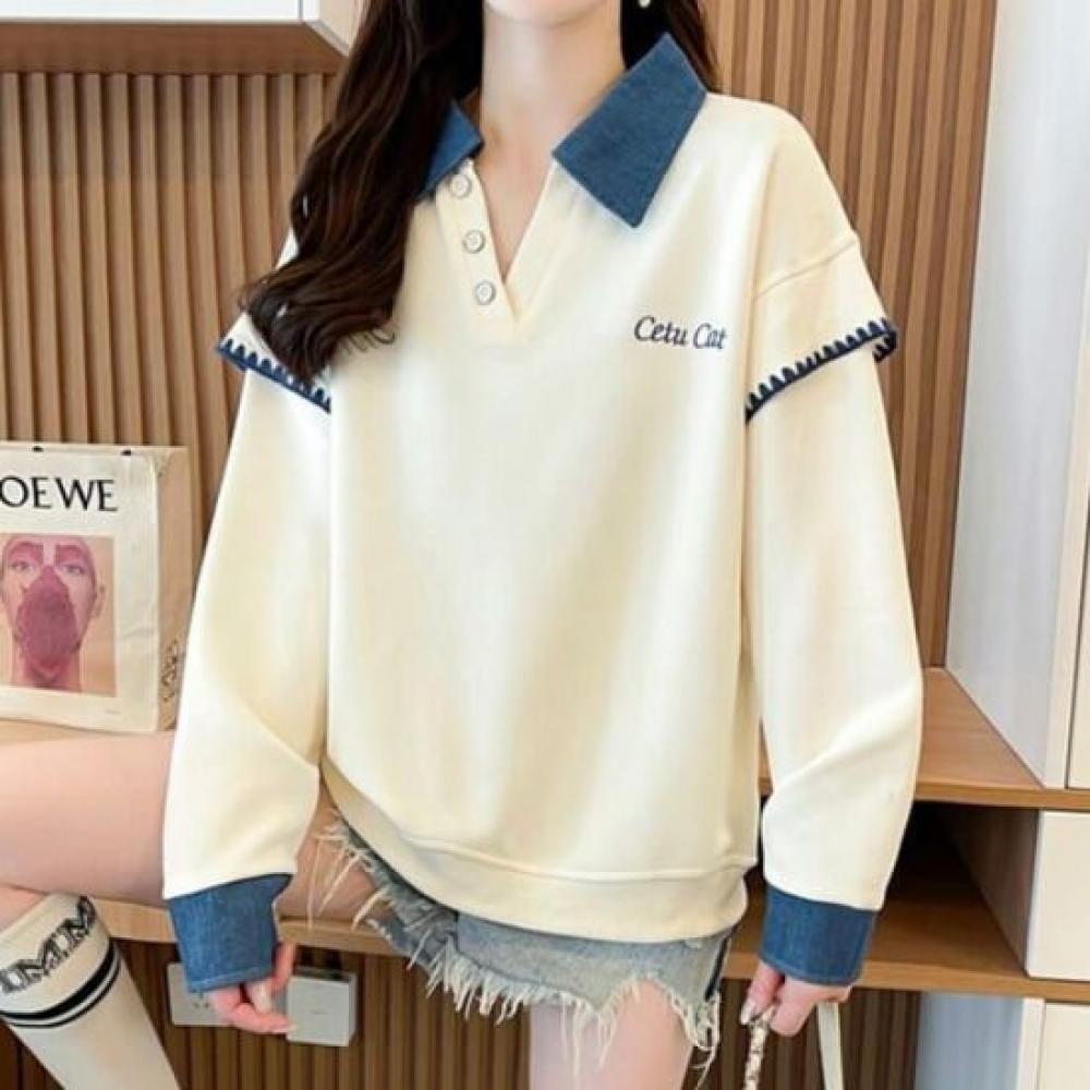 Navava Nt2261 Long Sleeve Sweatshirt Unique Stitch Collar