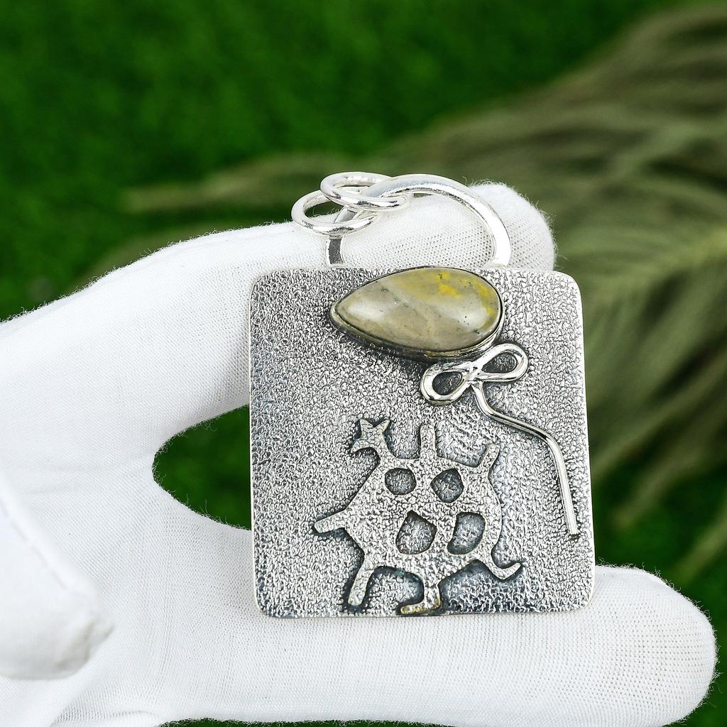 Sisters Day Sale 925 Sterling Silver Bumble Bee Jasper Gemstone Wedding Pendant