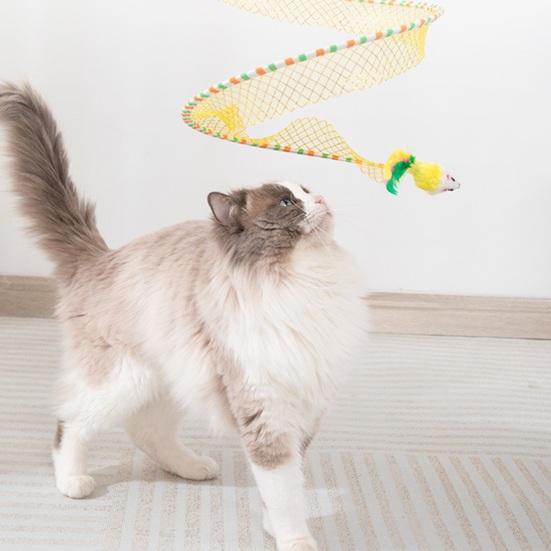 Cat Tunnel Toy Foldable Interactive Self Play Cat Hunting Spiral Tunnel Toy with Plush And Feather Toys for Indoor Cats