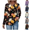 Women's Button Neck Tops Women's Casual Everyday Tops Long Sleeve V Neck Fashion Print Shirt Tops Halloween T-Shirts Sweatshirts