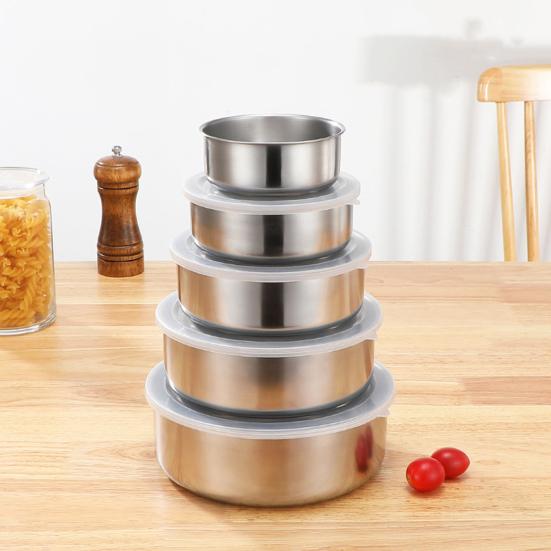 5 шт., ящик для хранения продуктов, контейнеры для пищевых продуктов из нержавеющей стали с герметичными крышками, многоразовая чаша для овощей и фруктов для дома