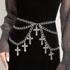 1PC Hollow Cross Pendant Wave Side Swing Chain Waist Chain Sexy Multi-layer Body Chain Yabi Accessories Multi-layer Cross Belt Chain Accessories