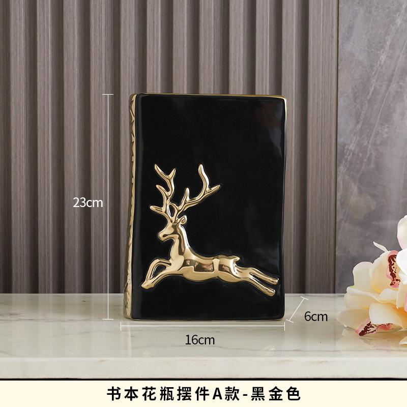 Роскошная керамическая ваза в форме книги из золота, североевропейская современная ваза для цветов, настольная ваза, украшение для комнаты с гидропоникой