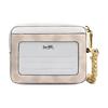 New COACH Zip Top Card Case Artificial Leather With Recycled Leather Card Holder Women's Sand Yellow & Chalk White CW883-IMXDM