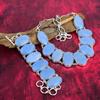 Angelite 925 Solid Sterling Silver Jewelry Set, Handmade Necklace & Bracelet Set For Her, Beauteous Gemstone Jewelry For Wedding Gift