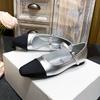 Модные женские балетки из серебристой кожи в стиле пэчворк с маленьким квадратным носком, туфли мэри джейн с ремешком на щиколотке, мокасины, большой размер 43, женские кеды