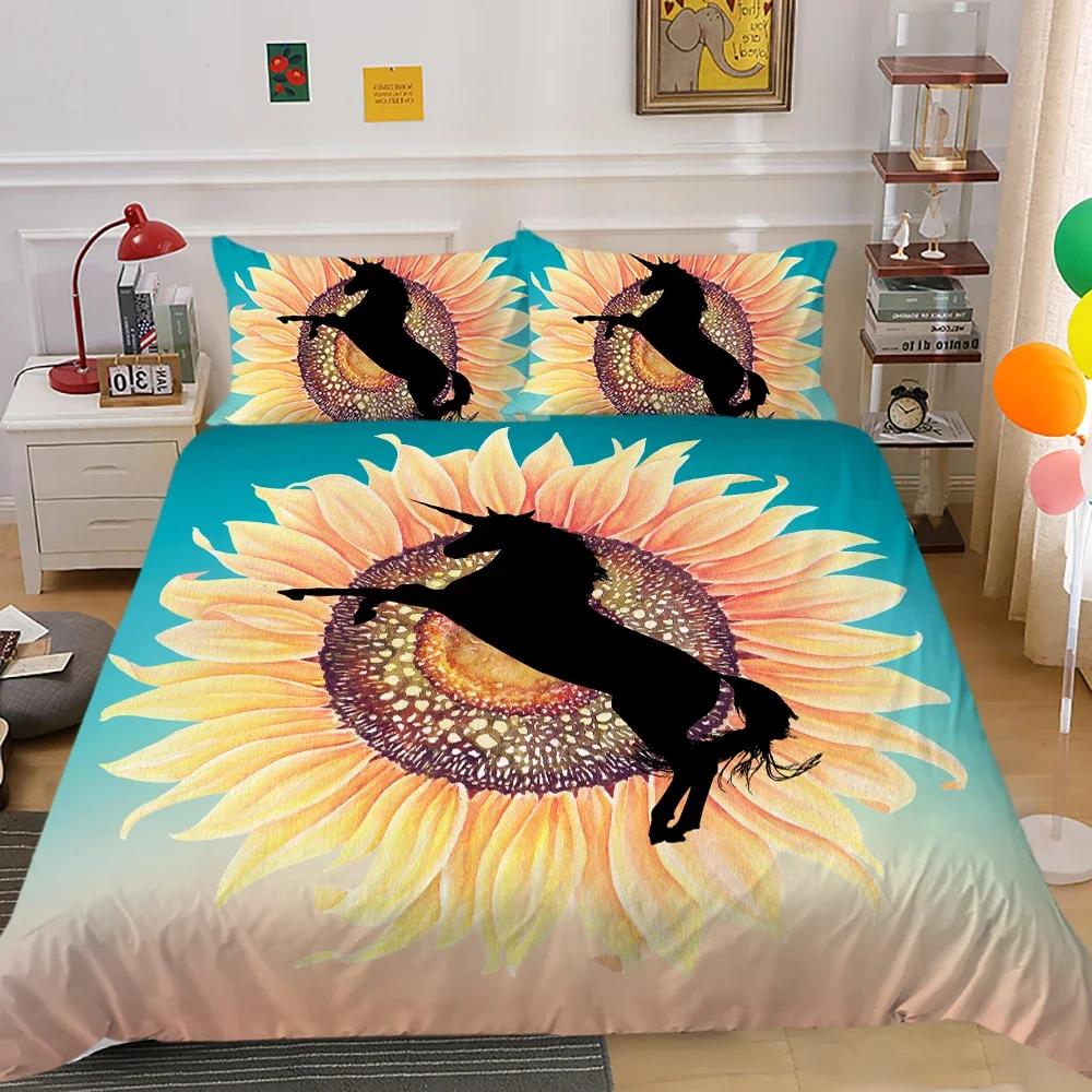 Пододеяльник с изображением единорога, короля и королевы, мультяшное животное, радуга, вселенная, комплект постельного белья для детей и подростков, космическое звездное небо, полиэстеровое одеяло