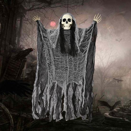 Подвесное украшение для Хэллоуина с призраком, страшный реалистичный декор в виде скелета, жуткая атмосфера, макет, реквизит для дома с привидениями