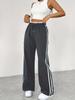 New EU & US Style Black Elastic Waist Straight-Leg Sports Pants - Women's Autumn/Winter Casual Trousers
