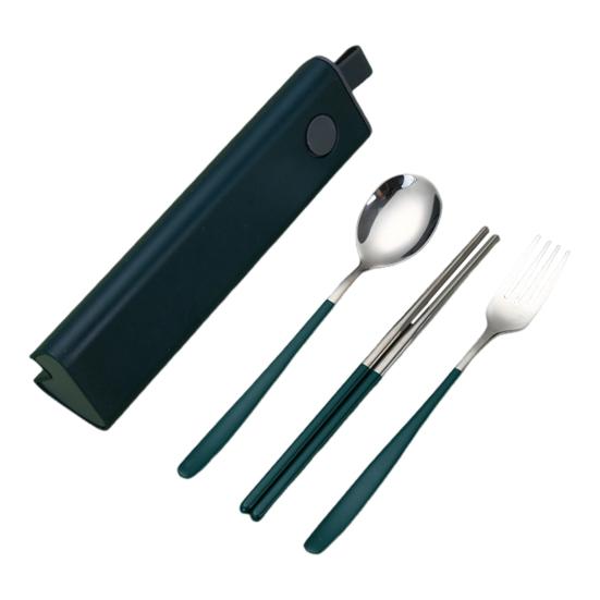 Дорожный набор столовых приборов из нержавеющей стали вилка и ложка с футляром портативная посуда