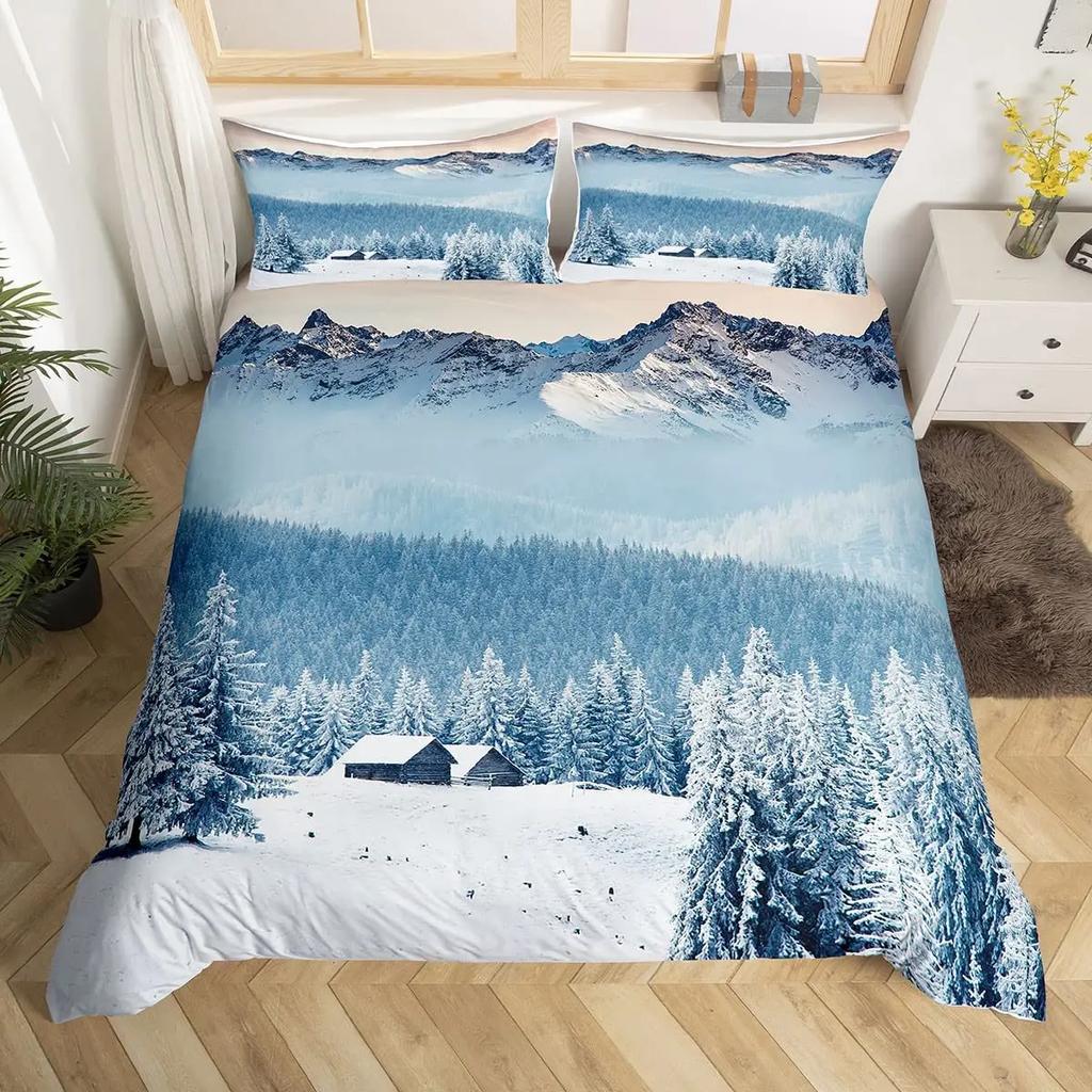 Комплект пододеяльника Snow Mountain Iceberg Sunrise Sunset Постельное белье Микрофибра Зима Природный пейзаж Пододеяльник Односпальный Кинг-сайз