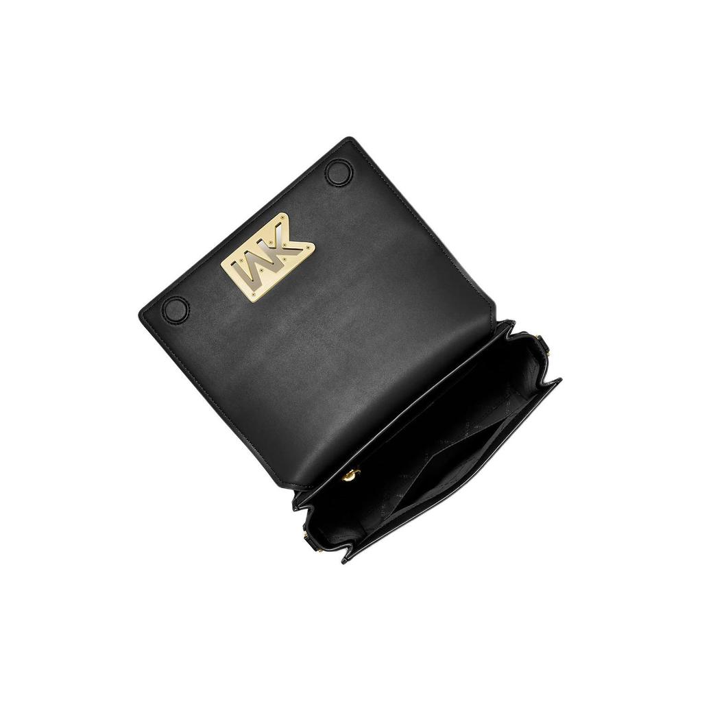 Michael Kors MK Mimi Gold Hollow Logo Flap Leather Messenger Bag Women bags Black 35T2G8IM6L-0001