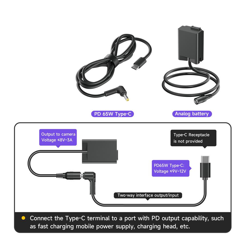 Camera Dummy Battery EN-EL25 Coupler + Power Supply Adapter USB Type-C Charger Kit for Nikon ZFC Z50 Z30 As EL25 ENEL25 EP-5G