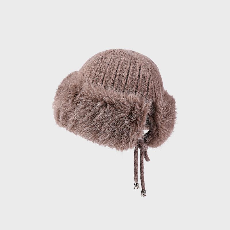 Knitted Hat Women's Autumn Winter Ear Protection Rabbit Plush Wool Hat