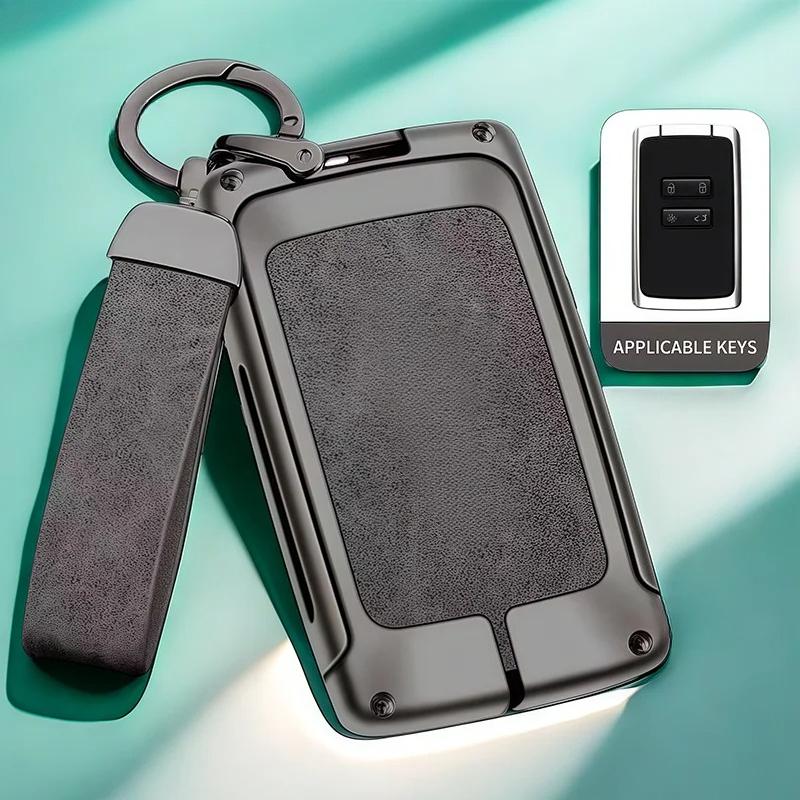 Автоматический чехол-сумка для ключей из ТПУ и цинкового сплава с логотипом Renault Duster, брелок для ключей автомобиля, металлическая оболочка для ключей автомобиля, аксессуары для декора салона автомобиля