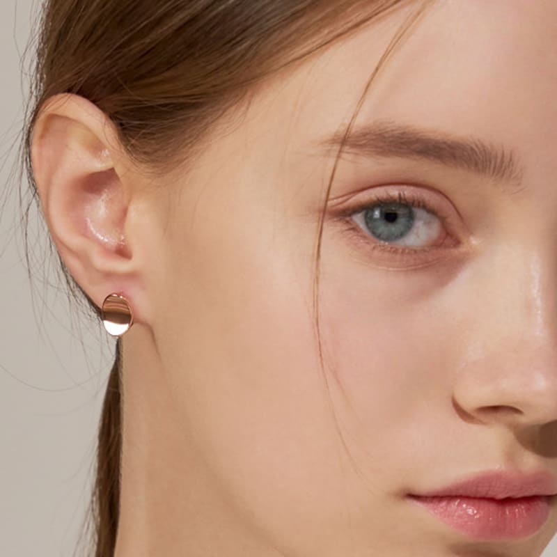 Серьги-пусеты CRANNE 14K овальные с застежкой one-touch (Позолоченный) C24EGF154