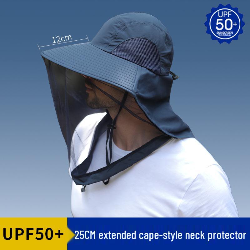 Мужская шляпа с широкими полями и защитой от УФ-лучей для рыбалки с сеткой от насекомых