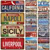 Home Wall Decor Garage Bar Pub Club Cafe Kitchen Tinplate Plate City State Tin Sign Artisian Tin Plaque Landmark Metal Sign Art