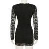 Women's Dark Sexy Wind Lace Bow V-neck Long-sleeved Imperial Sister Waisted Hip Thin Temperament Short Dresses