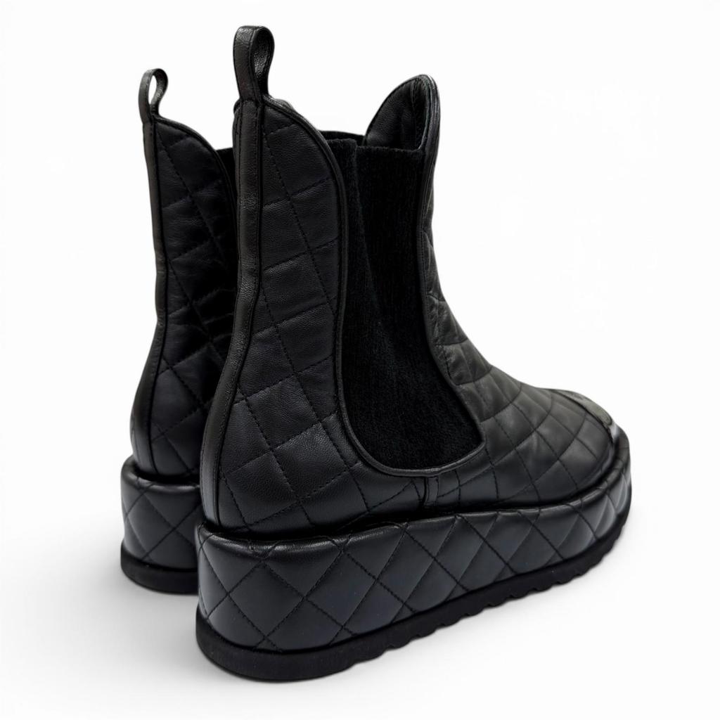 Pristine CHANEL short boots COCO Mark Matelassé Side Gore Boots 36.5 G45190 Used