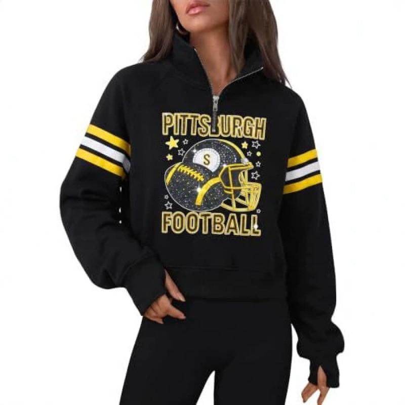 2026 Womens Half Zip Sweatshirt 3D Printed Striped Loose Long Sleeve Casual Top Fall