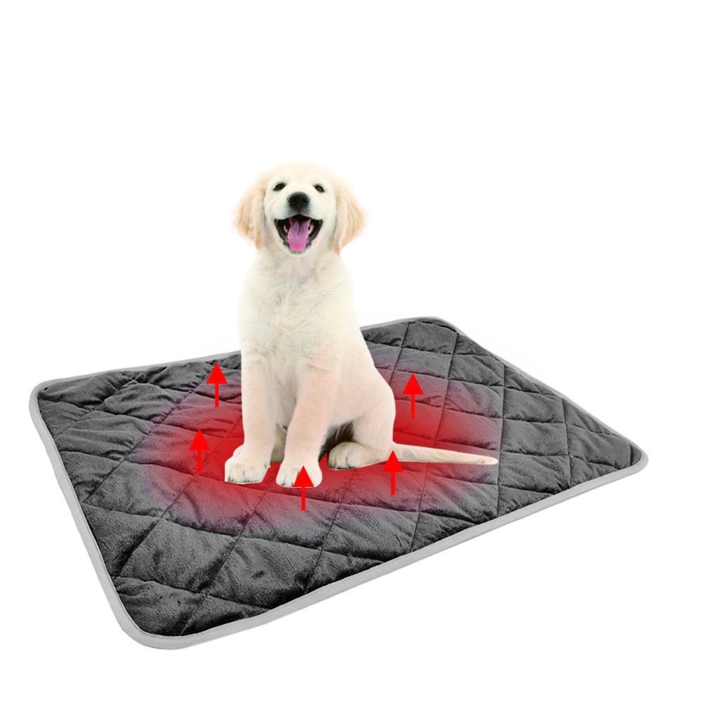Grey Self-Warming Cat Bed Anti-Slip Dog Bed Pad Easy To Carry Thermal Pet Mat for Small Medium Pet