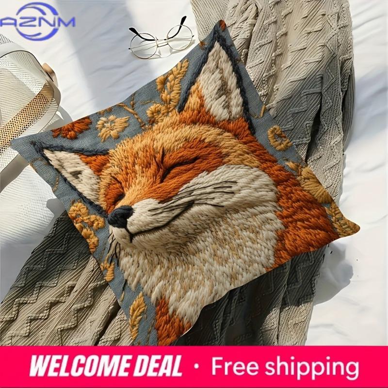 Fox printed pillowcase comfortable and cute home decoration sofa cushion cover home decoration D printing