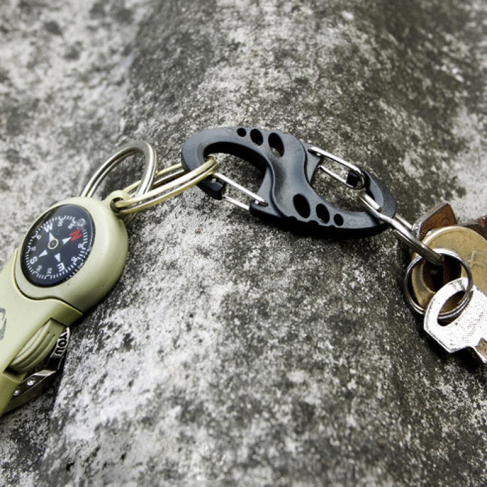 5PCS/10PCS Camping Plastic Steel Portable Dual Buckle Climbing Hook S-Type Carabiner Keychain