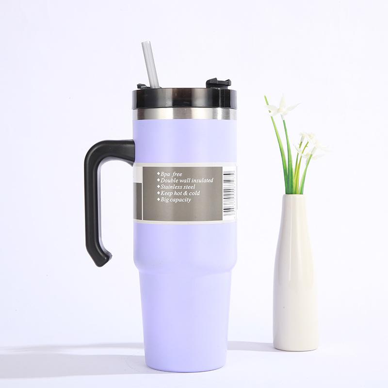 30oz Stainless Steel Vacuum Insulated Tumbler with Lid Thermal Coffee Car Cup Travel Mug Large Capacity with Handle Straw Mug