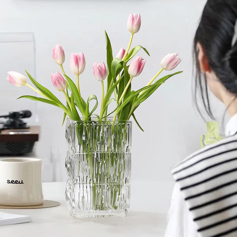 Стеклянная ваза, украшение, прозрачная вода, приподнятая цветочная композиция, гостиная, обеденный стол, прямой цилиндр, гидропонное украшение для дома, ремесла