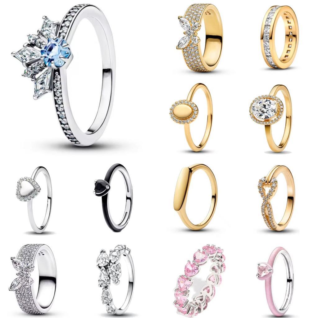 2026 New 925 Sterling Silver Ring Lover's Holiday Gift Jewelry Women Butterfly Pink Heart Golden Infinite Rings