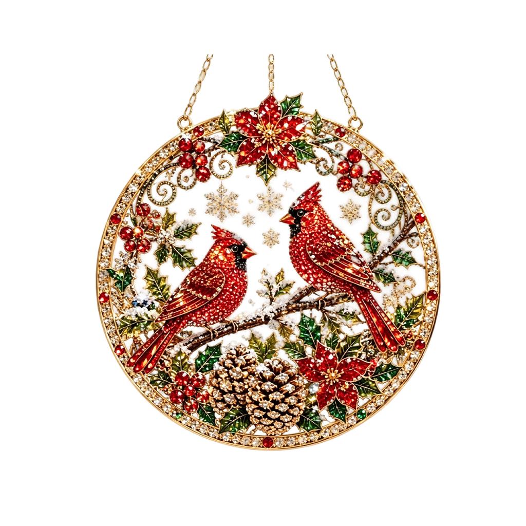 DIY Christmas Diamond Art Ornament – 5D Crystal Cardinal Bird Kit