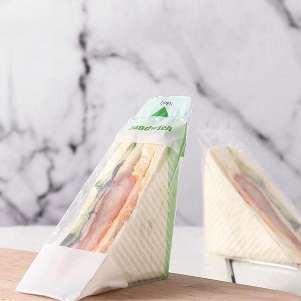 100pcs Plastic Bread Bags Transparent Sandwich Wrappers Disposable Sandwich Packaging Bag Wedding