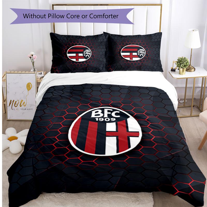 Bologna FC Printed 3PCS Bedding Set Breathable Duvet Cover with Pillowcases Decorative Bed Linen for Bedroom Home