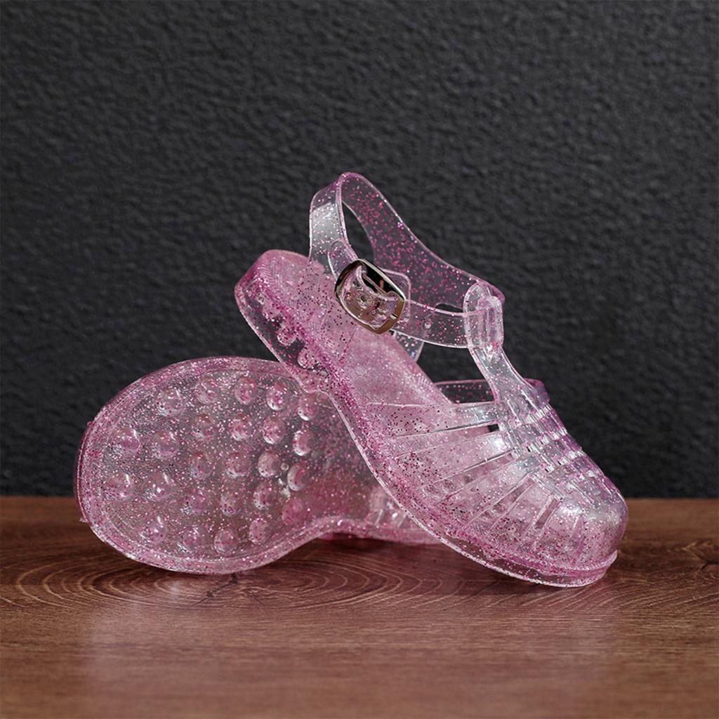 Детские сандалии для летнего ношения, хрустальные туфли, полые и дышащие, детские туфли с дырочками, с пряжкой, сандалии для девочек среднего и большого размера