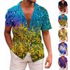 Мужская повседневная пляжная праздничная одежда с лацканами, модная рубашка, гавайская рубашка с короткими рукавами