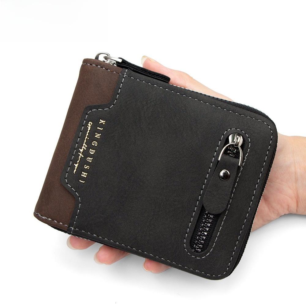 Large Capacity Men's Short Wallet Multi-position Card Holder Durable PU Leather Coin Purse Male