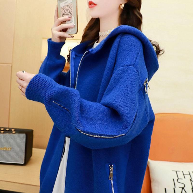 Новая мода осень-зима утолщенный теплый норковый флисовый свитер женский свитер из мохера с длинными рукавами вязаный пуловер пальто верхняя одежда