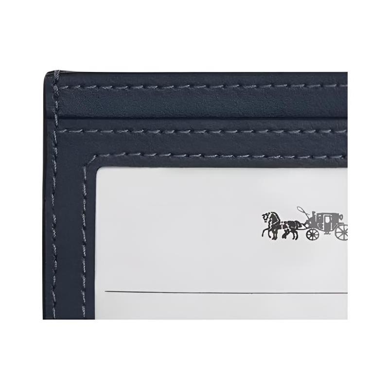 Coach Тонкий 10 Тонкий Стеганый Классический Логотип Гладкая Кожа Держатель для Карт Обычный Женский Джинсовый Синий Джинсовый синий